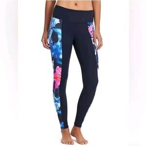 Athleta navy floral‎ superimpose chaturanga high rise leggings XS